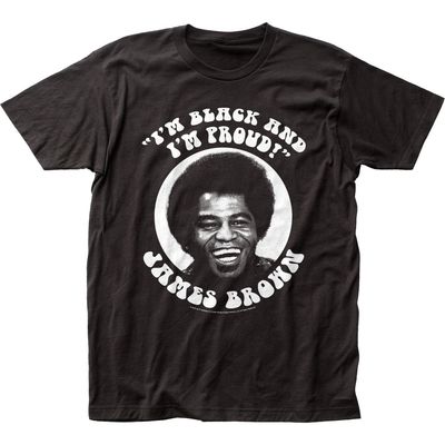 James Brown Black and Proud Mens T Shirt Black Retro Pop Classics