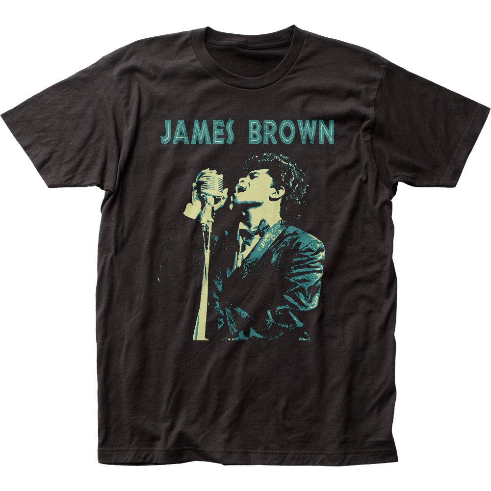 James Brown Singing Mens T Shirt Black Retro Pop Classics