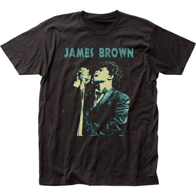 James Brown Singing Mens T Shirt Black Retro Pop Classics
