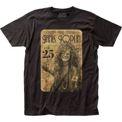Janis Joplin Concert Ticket Mens T Shirt Black Retro Pop Classics