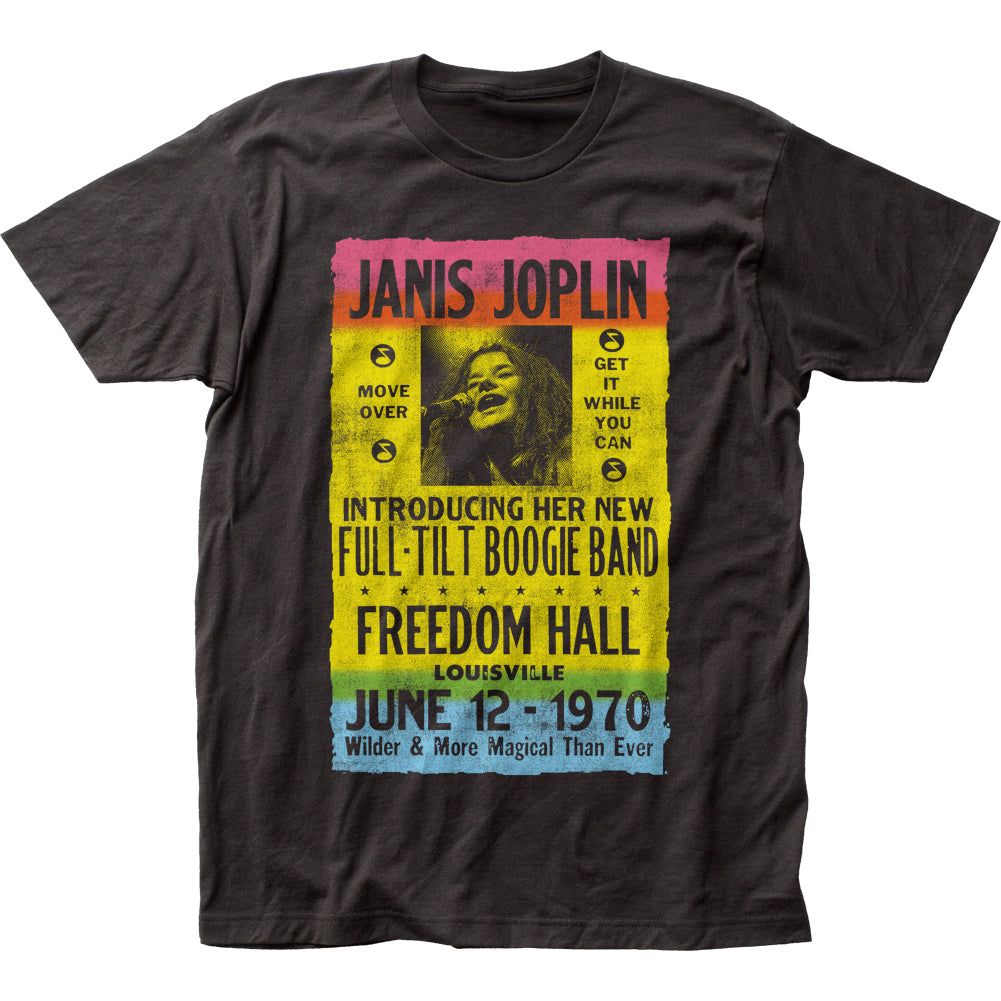 Janis Joplin Freedom Hall Mens T Shirt Black Retro Pop Classics