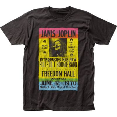 Janis Joplin Freedom Hall Mens T Shirt Black Retro Pop Classics