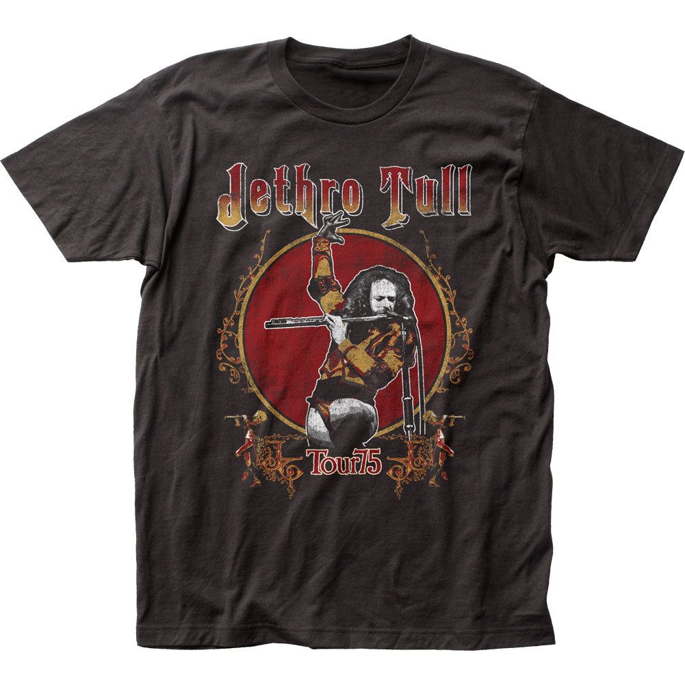 Jethro Tull Tour 75 Mens T Shirt Black Retro Pop Classics