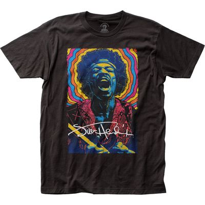 Jimi Hendrix Rainbow Drawing Mens T Shirt Black Retro Pop Classics