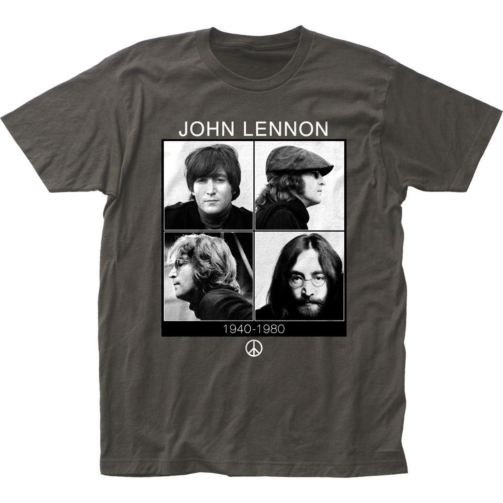 John Lennon 1940-1980 Mens T Shirt Charcoal Retro Pop Classics