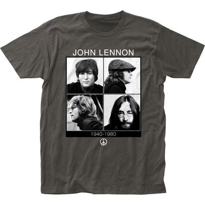 John Lennon 1940-1980 Mens T Shirt Charcoal Retro Pop Classics