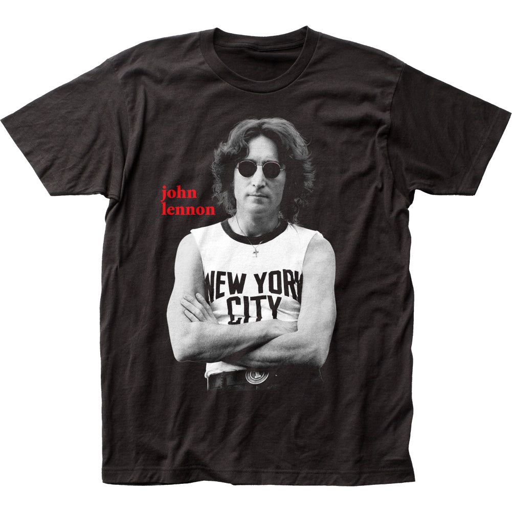 John Lennon NYC B&amp;W Mens T Shirt Black Retro Pop Classics