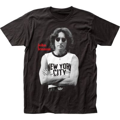 John Lennon NYC B&amp;W Mens T Shirt Black Retro Pop Classics