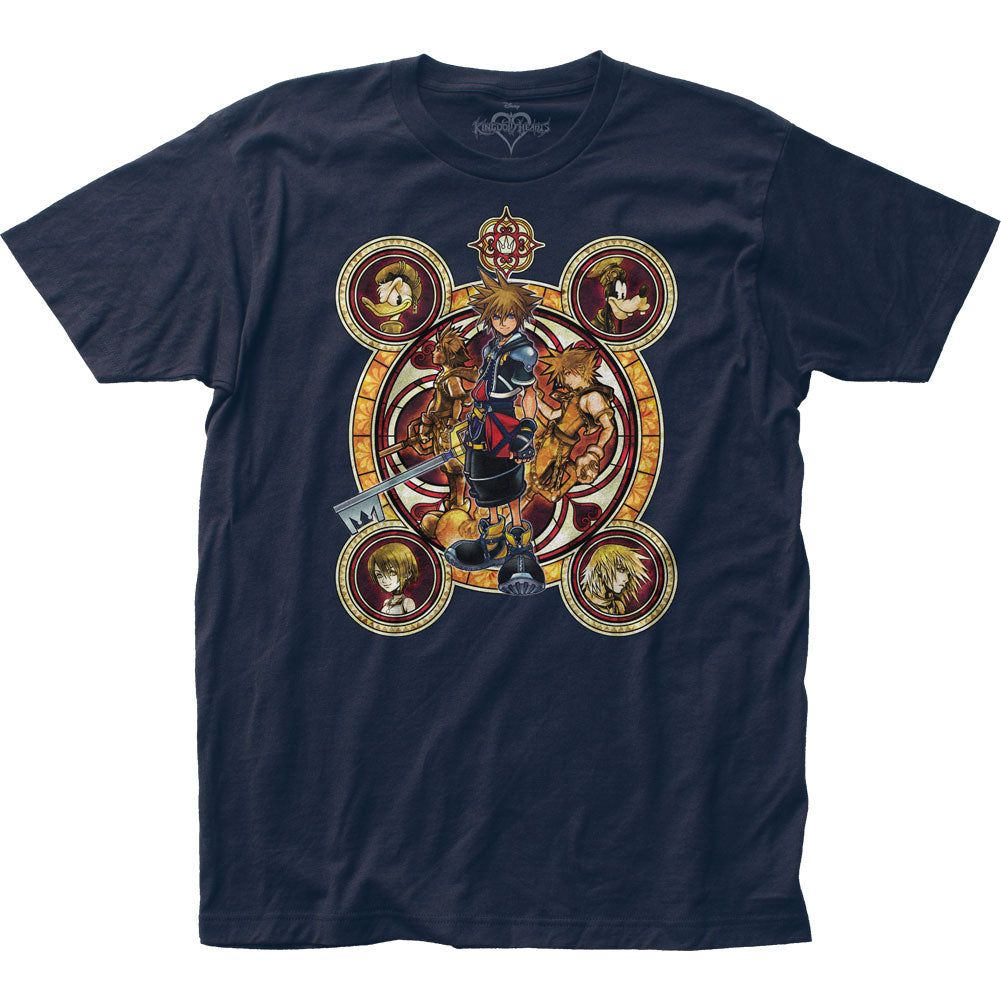 Kingdom Hearts Character Circles Mens T Shirt Navy Blue Retro Pop Classics