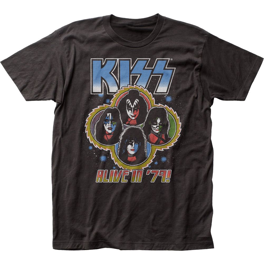 KISS Alive In ’79 Mens T Shirt Black Retro Pop Classics