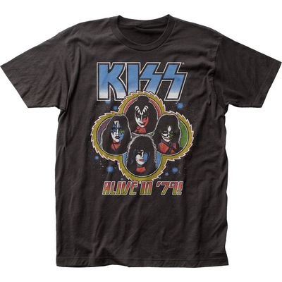 KISS Alive In ’79 Mens T Shirt Black Retro Pop Classics