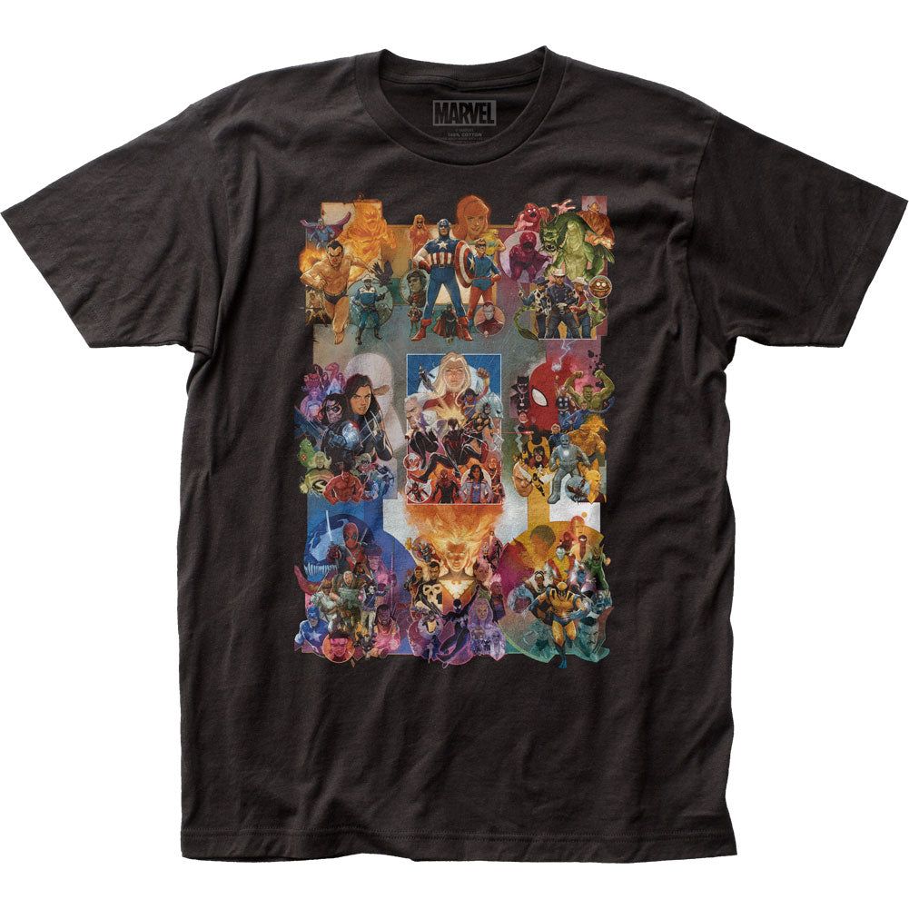 Marvel Comics Painted Collage Mens T Shirt Black Retro Pop Classics