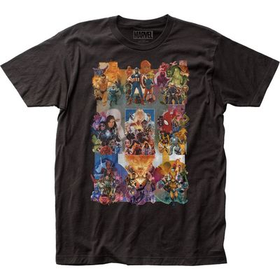 Marvel Comics Painted Collage Mens T Shirt Black Retro Pop Classics