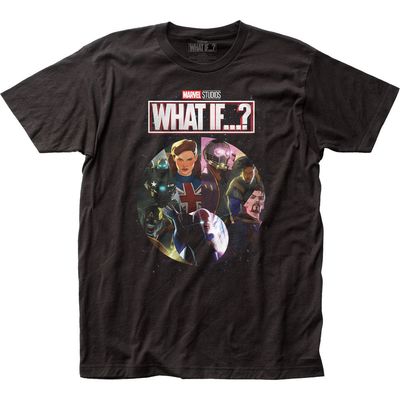 Marvel Studios What If…? What If Circle Collage Mens T Shirt Black Retro Pop Classics