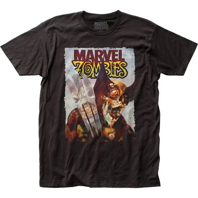 Marvel Zombies Wolverine vs. Hulk Mens T Shirt Black Retro Pop Classics