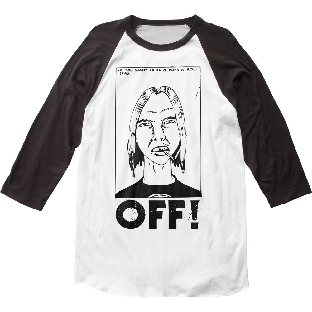 OFF! First Four EP’s Mens Baseball RaglanT Shirt White Black Retro Pop Classics