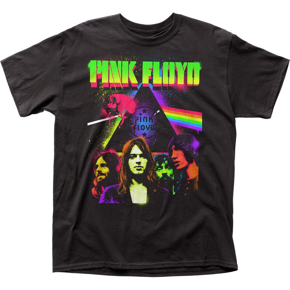 Pink Floyd Neon Splatter Mens T Shirt Black Retro Pop Classics