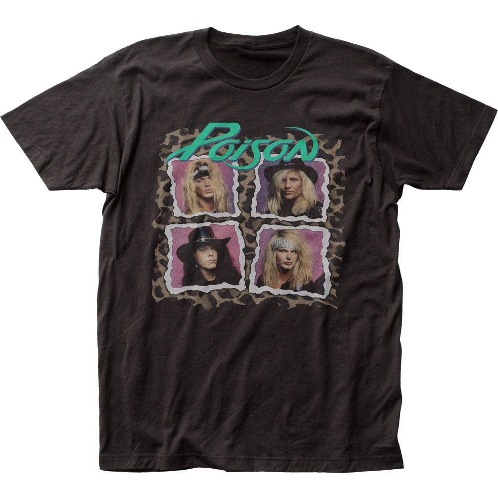 Poison Flesh &amp; Blood Tour Mens T Shirt Black Retro Pop Classics