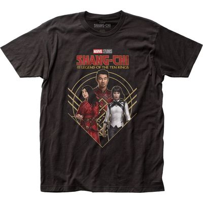 Shang-Chi 3 Heroes Chevron Mens T Shirt Black Retro Pop Classics