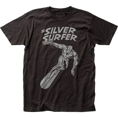 Silver Surfer Cosmic Wanderer Mens T Shirt Black Retro Pop Classics