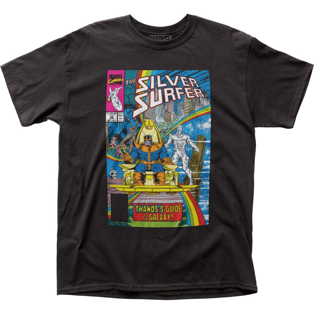 Silver Surfer Guide to the Galaxy Mens T Shirt Black Retro Pop Classics