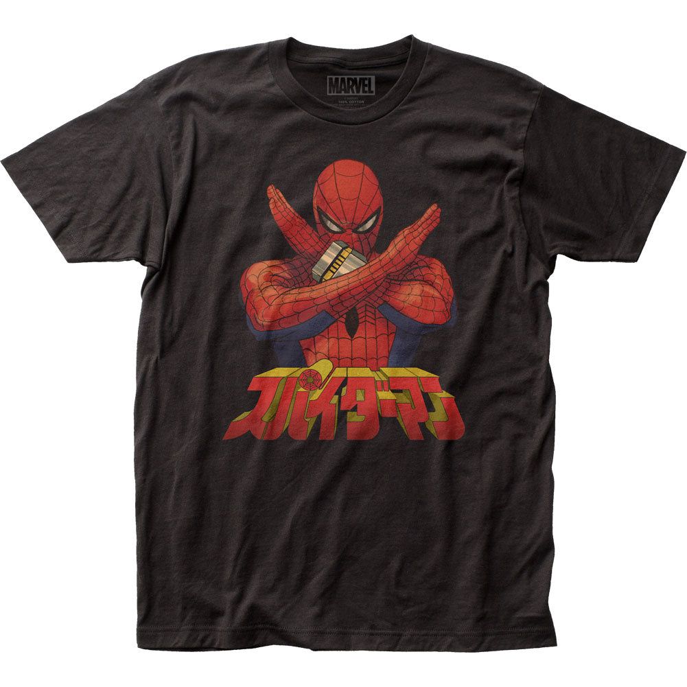 Spider-Man Japanese Spider-Man Mens T Shirt Black Retro Pop Classics