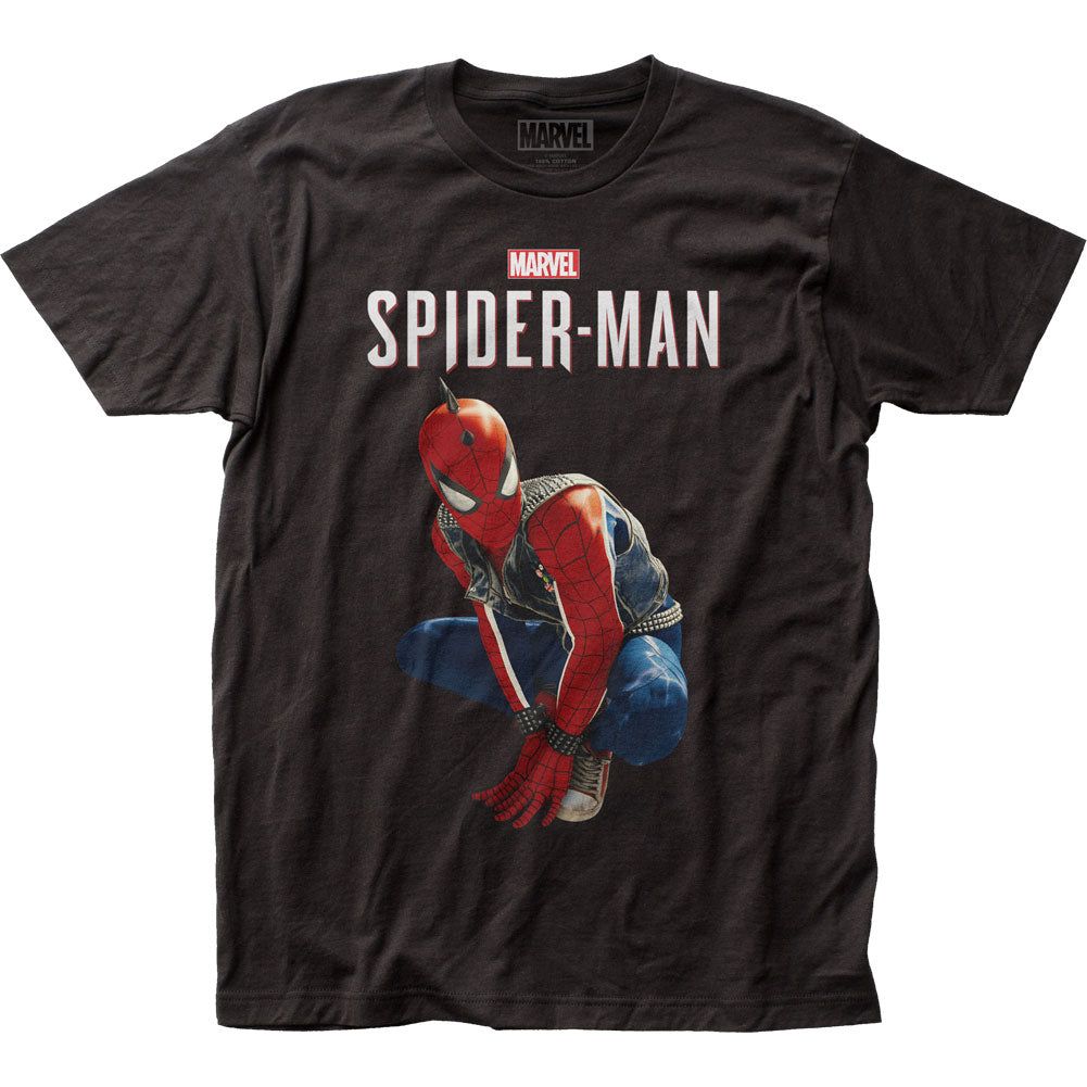 Spider-Man Spider Punk Mens T Shirt Black Retro Pop Classics