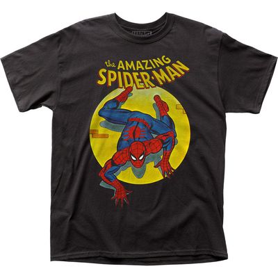 Spider-Man Spotlight Mens T Shirt Black Retro Pop Classics