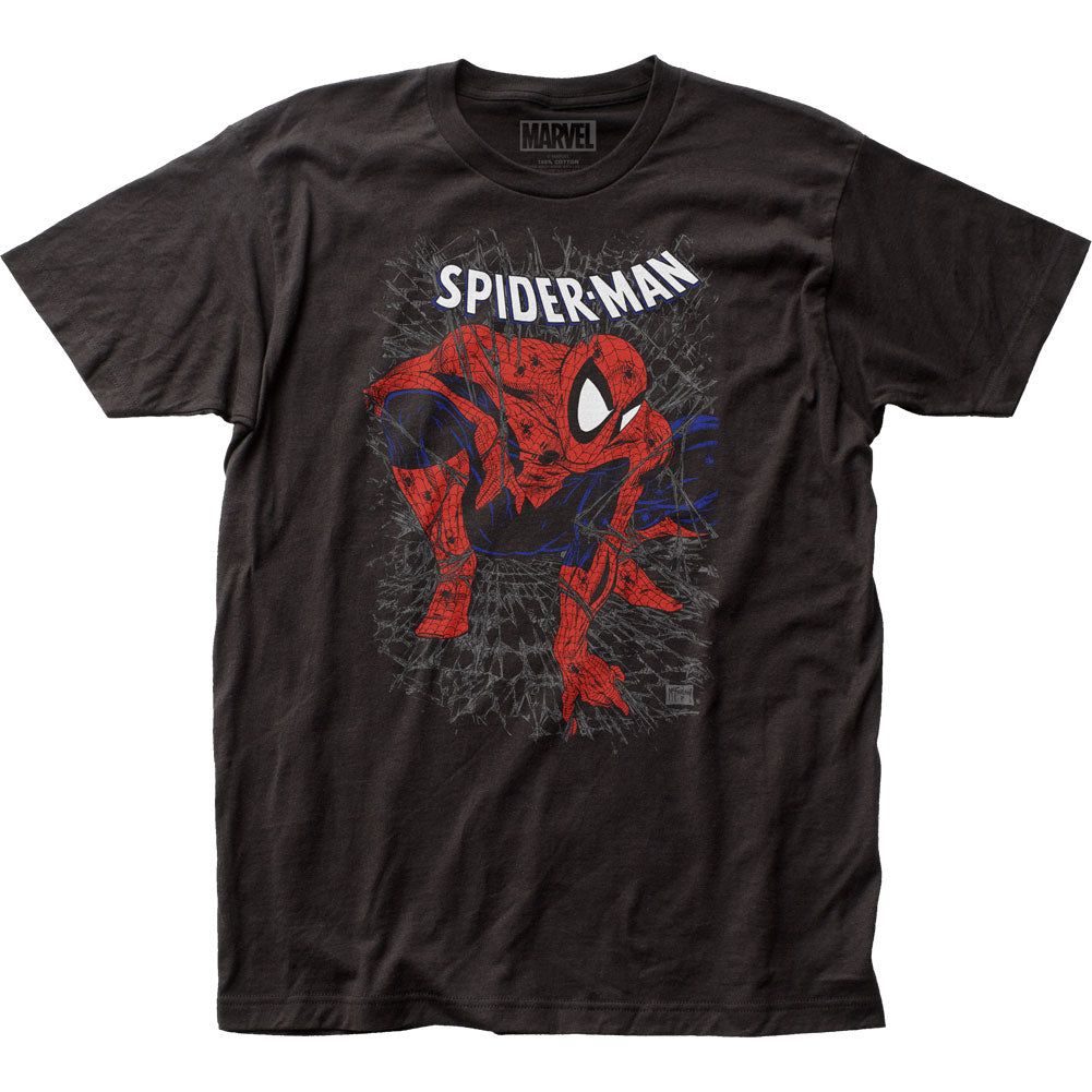 Spider-Man Tangled Web Mens T Shirt Black Retro Pop Classics