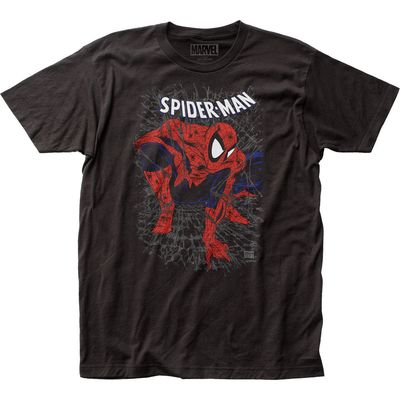 Spider-Man Tangled Web Mens T Shirt Black Retro Pop Classics