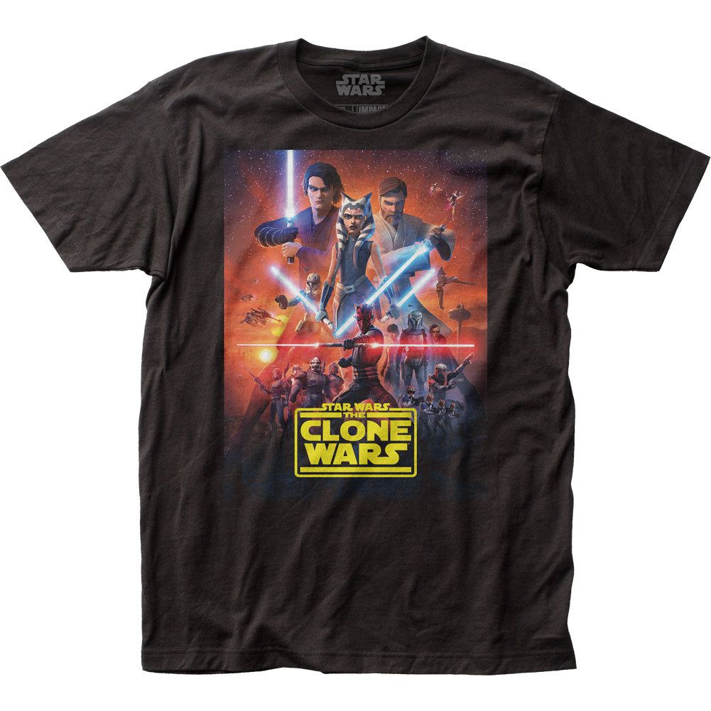 Star Wars Clone Wars Poster Mens T Shirt Black Retro Pop Classics