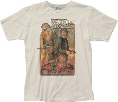 Star Wars Han Solo &amp; Chewbacca Mens T Shirt Vintage White Retro Pop Classics