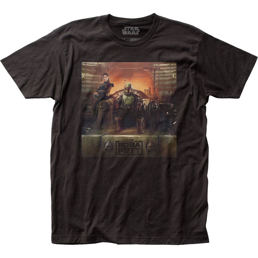 Star Wars The Book of Boba Fett Throne Mens T Shirt Black Retro Pop Classics