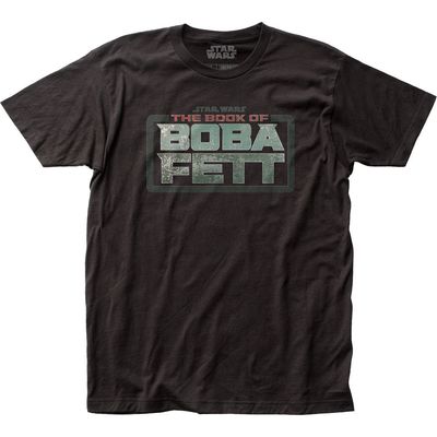 Star Wars The Book of Boba Fett Title Mens T Shirt Black Retro Pop Classics