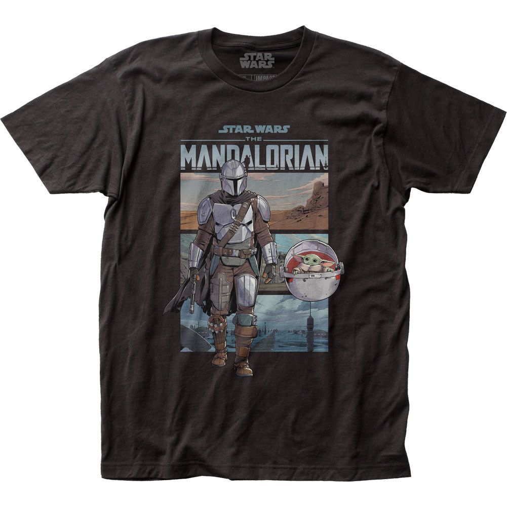 Star Wars The Mandalorian Mando Traveling Mens T Shirt Black Retro Pop Classics