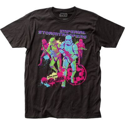 Star Wars The Mandalorian Neon Retro Stormtroopers Mens T Shirt Black Retro Pop Classics