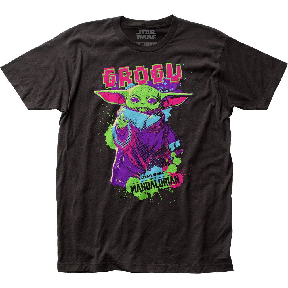 Star Wars The Mandalorian Neon Retro Grogu Mens T Shirt Black Retro Pop Classics