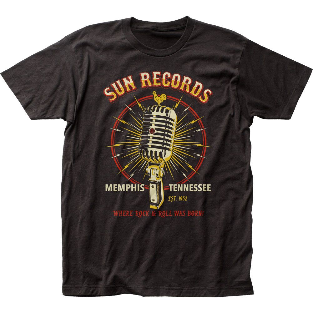 Sun Records Studio Mic Mens T Shirt Black Retro Pop Classics