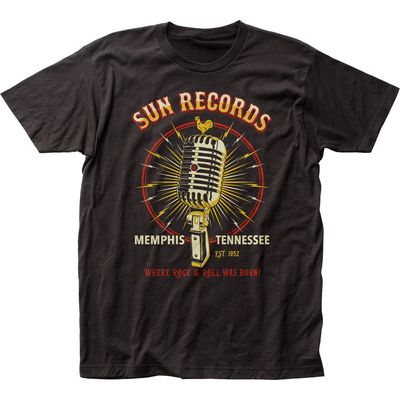 Sun Records Studio Mic Mens T Shirt Black Retro Pop Classics