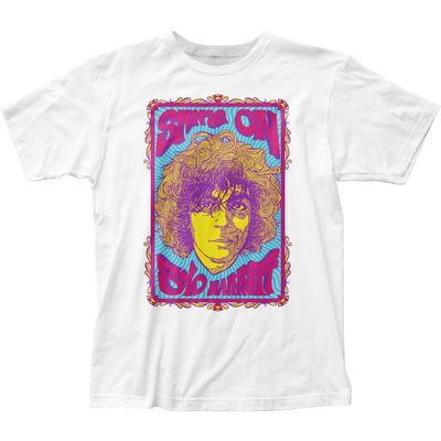 Syd Barrett Swirly Portrait Mens T Shirt White Retro Pop Classics