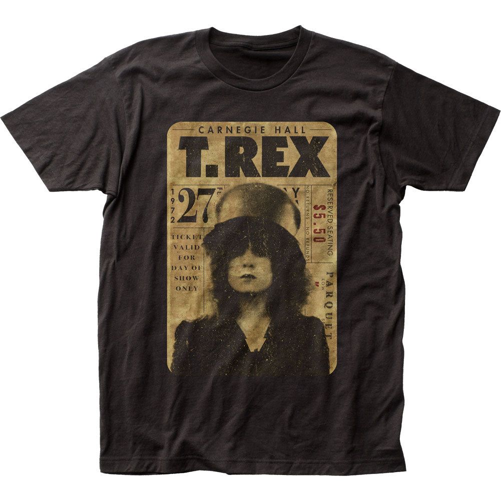 T Rex Concert Ticket Mens T Shirt Black Retro Pop Classics