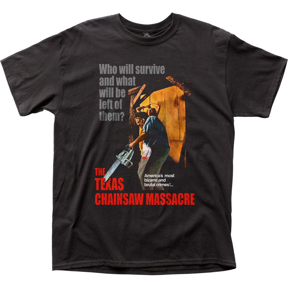 Texas Chainsaw Massacre Bizarre &amp; Brutal Crimes! Mens T Shirt Black Retro Pop Classics