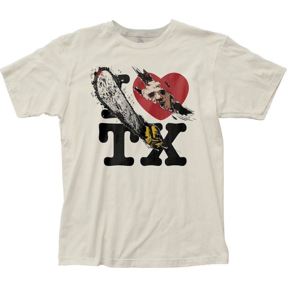 Texas Chainsaw Massacre I Heart TX Mens T Shirt Vintage White Retro Pop Classics