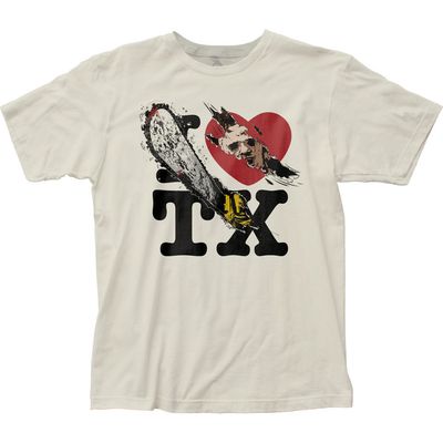 Texas Chainsaw Massacre I Heart TX Mens T Shirt Vintage White Retro Pop Classics