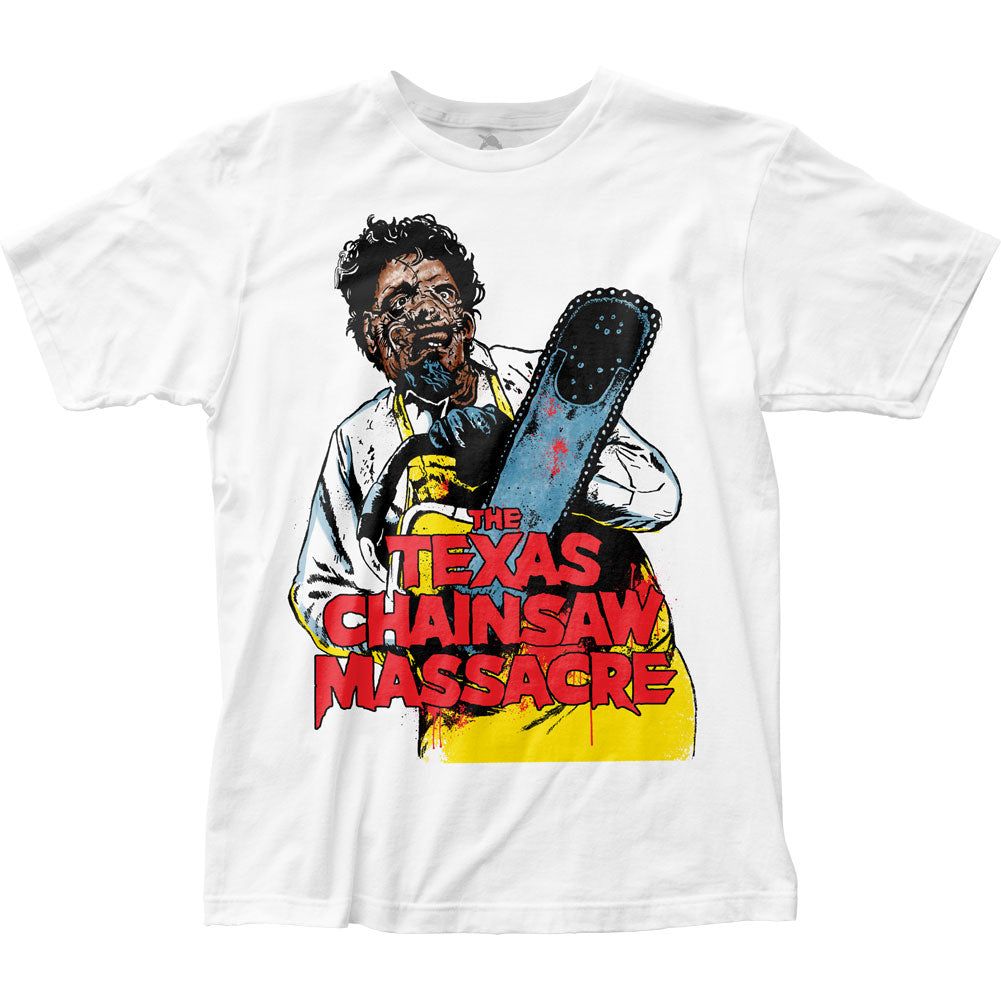 Texas Chainsaw Massacre Illustration Mens T Shirt White Retro Pop Classics