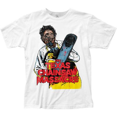 Texas Chainsaw Massacre Illustration Mens T Shirt White Retro Pop Classics