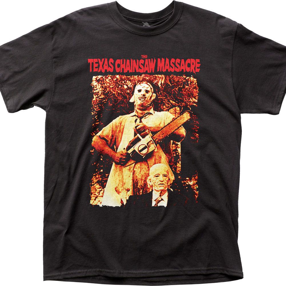 Texas Chainsaw Massacre Leatherface &amp; Grandpa Mens T Shirt Black Retro Pop Classics
