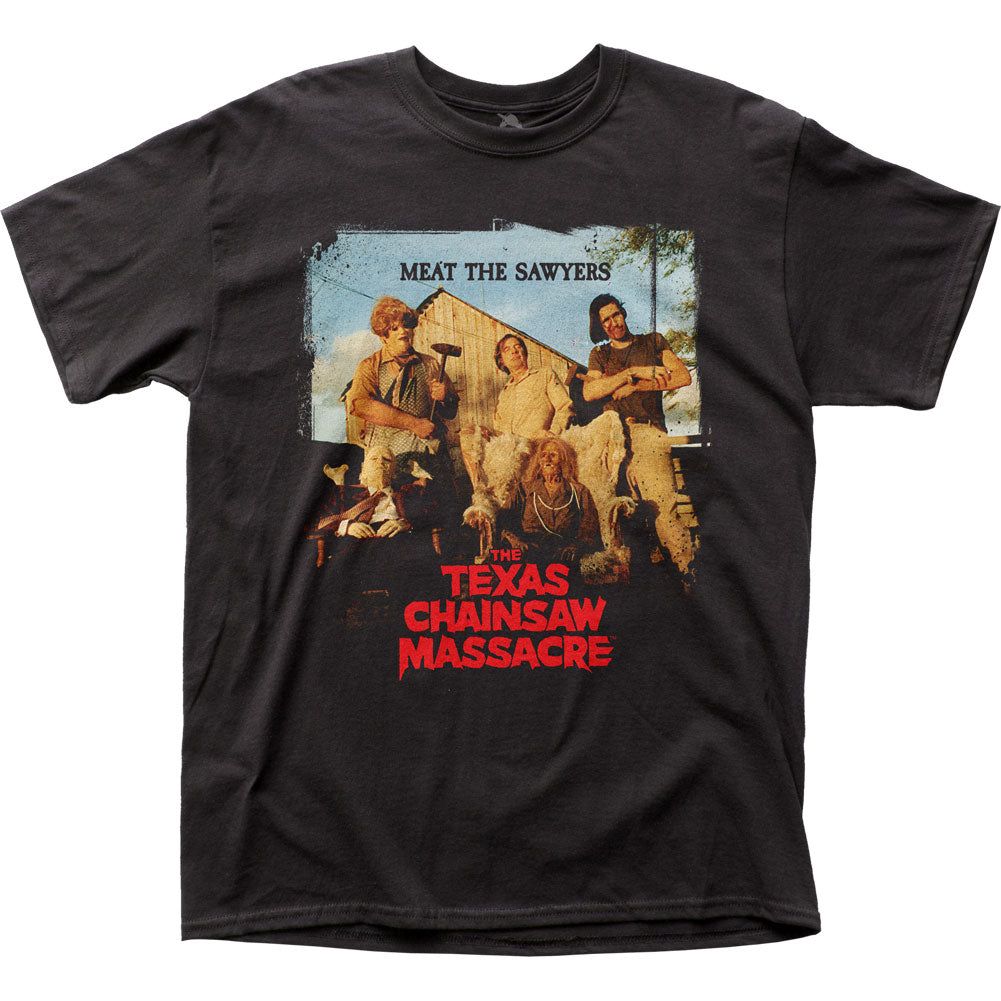 Texas Chainsaw Massacre Meat the Sawyers Mens T Shirt Black Retro Pop Classics