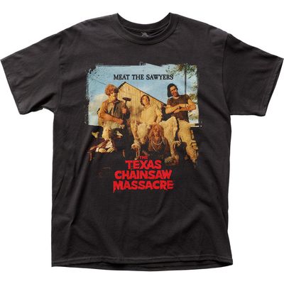 Texas Chainsaw Massacre Meat the Sawyers Mens T Shirt Black Retro Pop Classics