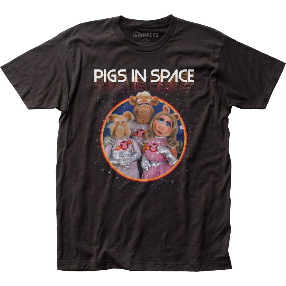The Muppets Pigs In Space Mens T Shirt Black Retro Pop Classics